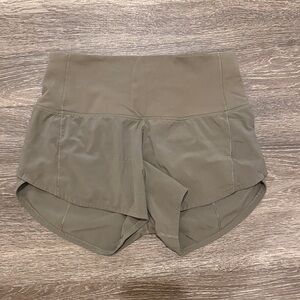Lululemon size 2 olive/sage green high rise speed up shorts